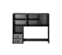 SucceBuy Etagère à Poser Sur Bureau 3 Niveau 2 Tiroirs Dortoir Bois Noir 94x25,4x79,2cm