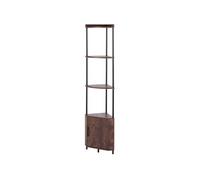 SucceBuy Etagère d'angle 5 niveaux LED avec portes Métal et bois MDF Noir et marron H167,8cm