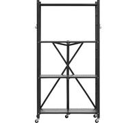 SucceBuy Étagère pliable à 4 niveaux avec roulettes, 33x71x137 cm, étagère pliable pour charges lourdes, étagère sur pied sans montage, étagère ménagère polyvalente, étagère de cuisine, étagère métall