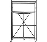 SucceBuy Étagère pliable à 4 niveaux avec roulettes, 53x91x152 cm, étagère pliable robuste sans montage, étagère domestique indépendante, étagère de cuisine polyvalente, étagère métallique pour le gar