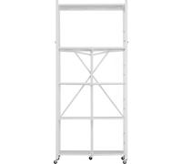 SucceBuy Étagère pliable à 5 niveaux avec roulettes, 30x61x183 cm, étagère pliable pour charges lourdes, étagère sur pied sans montage, étagère ménagère polyvalente en métal pour garage, cuisine, cave