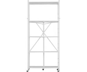 SucceBuy Étagère pliable à 5 niveaux avec roulettes, 30x61x183 cm, étagère pliable pour charges lourdes, étagère sur pied sans montage, étagère ménagère polyvalente en métal pour garage, cuisine, cave
