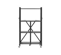 SucceBuy Étagère pliable à 4 niveaux avec roulettes, 33x66x117 cm, étagère pliable pour charges lourdes, étagère sur pied sans montage, étagère polyvalente pour la maison, la cuisine, le garage ou la