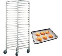 SucceBuy Étagère pour moules à petits pains à 20 niveaux, chariot de rangement en aluminium pour boulangerie commerciale avec roues à frein pour demi-plaques et plaques entières, 26 "L x 20,4 "l x 70