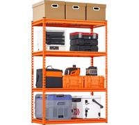 SucceBuy Étagères de stockage, capacité de charge de 2400 lbs, 4 niveaux d'étagères métalliques robustes et réglables, 20" P x 40" L x 60" H, pour cuisine, entrepôt, cave, garage, orange
