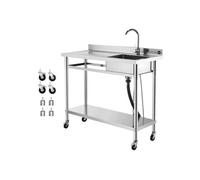 SucceBuy Evier de Cuisine Professionnel en Acier Inoxydable 120x50x105,5cm Pour Garage