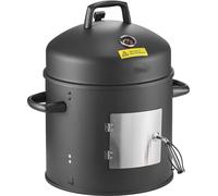 SucceBuy Fumoir, barbecue vertical au charbon de bois de 40 cm en acier revêtu, équipé de deux grilles, d'un thermomètre intégré, d'ouvertures d'aération et d'un bac à cendres amovible - idéal pour le