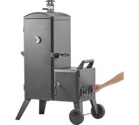 SucceBuy Fumoir en acier inoxydable, BBQ-Smoker offset avec boîte à feu latérale, barbecue avec 6 grilles réglables en hauteur, thermomètre et ouvertures d'aération pour les grillades en plein air