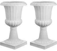 SucceBuy Fusil à fleurs en plastique, 40x67 cm, set de 2 pots, jardinières, bacs à plantes, pots de fleurs blancs, idéal pour vérandas, mariages, fêtes, maison, scènes, balcons et décoration de terras