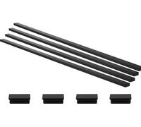 SucceBuy Garde-corps de balcon en acier inoxydable, lot de 4, main courante rectangulaire pour escaliers et ponts, convient pour l'intérieur et l'extérieur, avec embouts, surface noire mate, lot de ga