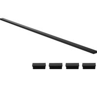 SucceBuy Garde-corps de balcon en acier inoxydable, main courante rectangulaire pour escaliers et ponts, convient pour l'intérieur et l'extérieur, avec embouts, revêtement noir mat, kit de garde-corps