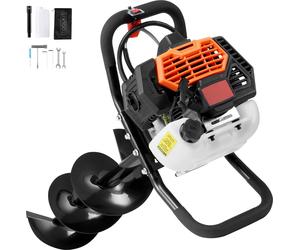 SucceBuy Gas Post Hole Digger 52CC 1450W avec mèche de 8"-1 tige d'extension, orange+noir