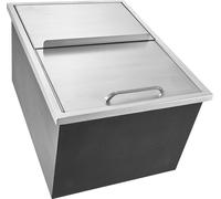 SucceBuy Glacière encastrable, 61 x 45 x 33 cm (L x l x H), Glacière en acier inoxydable, 40,9 qt bac à glace commercial avec couvercle coulissant, bouchon de vidange pour le vin et la bière dans la c