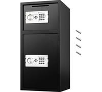 SucceBuy Grand coffre-fort de sécurité à double porte, 2,6 pieds cubes, acier, avec serrure numérique pour argent, armes, bijoux, noir