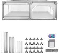 SucceBuy Grand parc pour bébé, 200 x 149 cm, aire de jeu spacieuse pour les jeunes enfants, convient pour l'intérieur et l'extérieur, 50 balles océan incluses, porte avec fermeture éclair et filet res