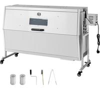 SucceBuy Gril à broche rotatif 38 W avec longueur de gril de 1168,4 mm, capacité de charge de 60 kg, réglable en hauteur, roues et couvercle, gril à charbon de bois en acier inoxydable pour le camping