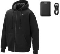 SucceBuy Hoodie chauffant, unie, veste à capuche avec fermeture éclair et batterie 7,4 V 16000 mAh, 5 zones de chaleur, 3 niveaux de température, 4-8 heures de chaleur, idéal pour les activités de ple