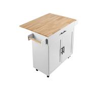SucceBuy Îlot Central 119x69,5x90,5cm Avec à Roulettes 1 Armoire 1 Tiroir Meuble