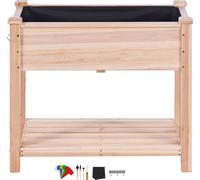 SucceBuy Jardinière surélevée 86,9 x 46,6 x 76,2 cm, jardinière en bois, jardinière surélevée pour l'extérieur pour fleurs, légumes, herbes aromatiques, arrière-cour, jardin, terrasse, balcon, Burlywo
