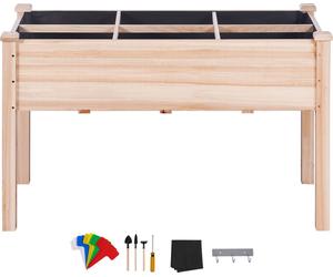 SucceBuy Jardinière surélevée de, 120 x 57 x 76 cm, jardinière en bois, jardinière surélevée pour l'extérieur avec pieds pour fleurs, légumes, herbes aromatiques dans la cour, le jardin, sur la terras