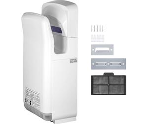 SucceBuy Jet Sèche-mains Premium Electric Commercial Blade ABS Air Dryer avec filtre HEPA Montage mural 2000W 220V High-Speed-Infrarouge Blanc