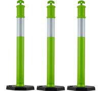SucceBuy Jeu de 3 poteaux de signalisation (114 cm) avec socle stable et bandes réfléchissantes, poteaux de délimitation pour chantiers, parkings et contrôle de foule, vert