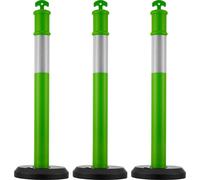 SucceBuy Jeu de 3 poteaux de signalisation routière (114 cm) avec socle remplissable et bandes réfléchissantes, poteaux d'avertissement pour les chantiers, les parkings et les barrières pour gérer la 