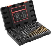 SucceBuy Jeu de 54 outils pour retirer les boulons avec forets, jeu d'extracteurs de vis avec adaptateurs et coffret de rangement robuste, extracteur de vis en acier Cr-Mo pour retirer les boulons, éc