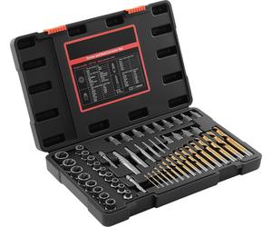 SucceBuy Jeu de 54 outils pour retirer les boulons avec forets, jeu d'extracteurs de vis avec adaptateurs et coffret de rangement robuste, extracteur de vis en acier Cr-Mo pour retirer les boulons, éc
