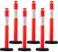 SucceBuy Jeu de 6 poteaux de signalisation routière (114 cm) avec socle remplissable et bandes réfléchissantes, poteaux d'avertissement pour les chantiers, les parkings et les barrières pour gérer la 