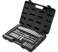 SucceBuy Jeu de 69 douilles avec entraînement de 9,5 mm et 6,4 mm, tailles SAE et métriques, profondes et standard, accessoires et coffret de rangement inclus, fabriqué en acier allié CR-V