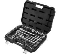 SucceBuy Jeu de clés à douilles 86 pièces, entraînement 9,5/6,4/12,7 mm, outils métriques et SAE, jeu de clés à cliquet avec accessoires et coffret de rangement robuste, fabriqué en acier allié CR-V