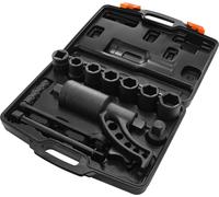 SucceBuy Jeu de clés multiplicateur de couple, entraînement robuste 1 pouce, rapport 1:64, 6800N.m Extracteur d'écrou de roue avec 8 douilles et coffret de rangement pour camion, remorque, camping-car