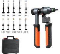 SucceBuy Jeu de pinces à riveter 21 cm, pince à riveter à cliquet avec 10 mandrins et 100 écrous en tailles métriques et SAE M5, M6, M8, M10, M12, 8-32, 10-24, 1/4-20, 5/16-18, 3/8-16 UNC, avec mallet