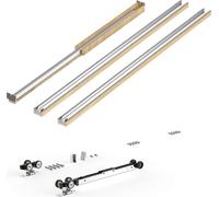 SucceBuy Kit cadre de porte coulissante pour portes de 610-914 mm de largeur et 2032 mm de hauteur, système de porte coulissante en acier galvanisé et bois avec fonction Soft-Close à deux voies et fon