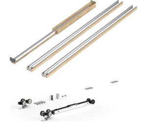 SucceBuy Kit cadre de porte coulissante pour portes de 610-914 mm de largeur et 2032 mm de hauteur, système de porte coulissante en acier galvanisé et bois avec fonction Soft-Close à deux voies et fon
