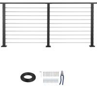 SucceBuy Kit complet pour balustrade de balcon avec poteaux, main courante en acier inoxydable noir mat, convient pour les escaliers extérieurs et intérieurs, avec trous horizontaux pour escaliers, te