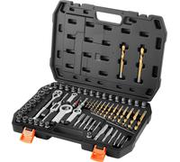 SucceBuy Kit de 63 pièces comprenant des extracteurs de boulons, des extracteurs d'écrous, des tarauds, des forets, des clés, des adaptateurs et une mallette de transport pratique, idéal pour retirer 