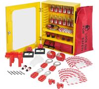 SucceBuy Kit de balisage de verrouillage électrique de 59 pièces avec cadenas, dévidoirs, étiquettes, serre-câbles, verrouillage de prises, verrouillage de disjoncteurs, verrouillage de vannes et sac