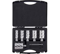 SucceBuy Kit de découpe d'anneaux, 6 forets magnétiques avec tige universelle, profondeur de coupe 2 pouces, 1 à 2 pouces de diamètre, M2AL HSS, y compris 2 tiges de guidage et mallette de transport p