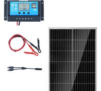 SucceBuy Kit de panneaux solaires monocristallins 100 W, panneau solaire monocristallin 12 V + contrôleur, 23 % d'efficacité, IP68 étanche pour camping-car, bateaux, camping, hors réseau
