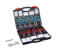 SucceBuy - Kit de réparation de filetage Helicoil, Kit d'outils de rechargement métrique SAE, forets HSS, Inserts de filetage, outils d'installation de rupture 166 pcs