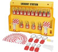 SucceBuy Kit de tagout électrique de 60 pièces, station de verrouillage de sécurité avec cadenas, dévidoirs, étiquettes, serre-câbles en nylon, kit d'extension, utilisation industrielle, électricité