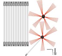 SucceBuy Kit de tiges de ramonage flexibles 39ft - Nylon, 2 têtes de brosse, 12 tiges blanches, Easy Connect - Outil de nettoyage de cheminée
