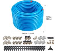 SucceBuy Kit de tuyauterie de compresseur d'air, 200 pieds x 3/4 pouces système de tuyauterie d'air comprimé en aluminium HDPE, anti-fuite et facile à installer, bleu
