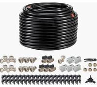 SucceBuy Kit de tuyaux pour compresseur à air, 200 pieds x 3/4 pouces, système de tuyaux en aluminium HDPE, anti-fuite et facile à installer, tuyaux pour garages et ateliers, noir