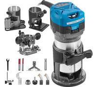 SucceBuy Kit d'outils pour fraiseuse à bois, 710 W, tondeuse manuelle électrique, 30 000 tr/min, vitesse variable, laminateur compact avec 4 socles