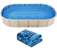 SucceBuy Liner de piscine ovale 15x30ft style chevauchement 54in hauteur de paroi