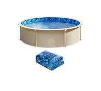 SucceBuy bâche de piscine ronde, 5,5 m, style chevauchement, adaptée à une hauteur de paroi de 137,2 cm
