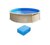 SucceBuy Liners de piscine, rond, 5,5 m, à recouvrement, hauteur de paroi 132 cm, uni